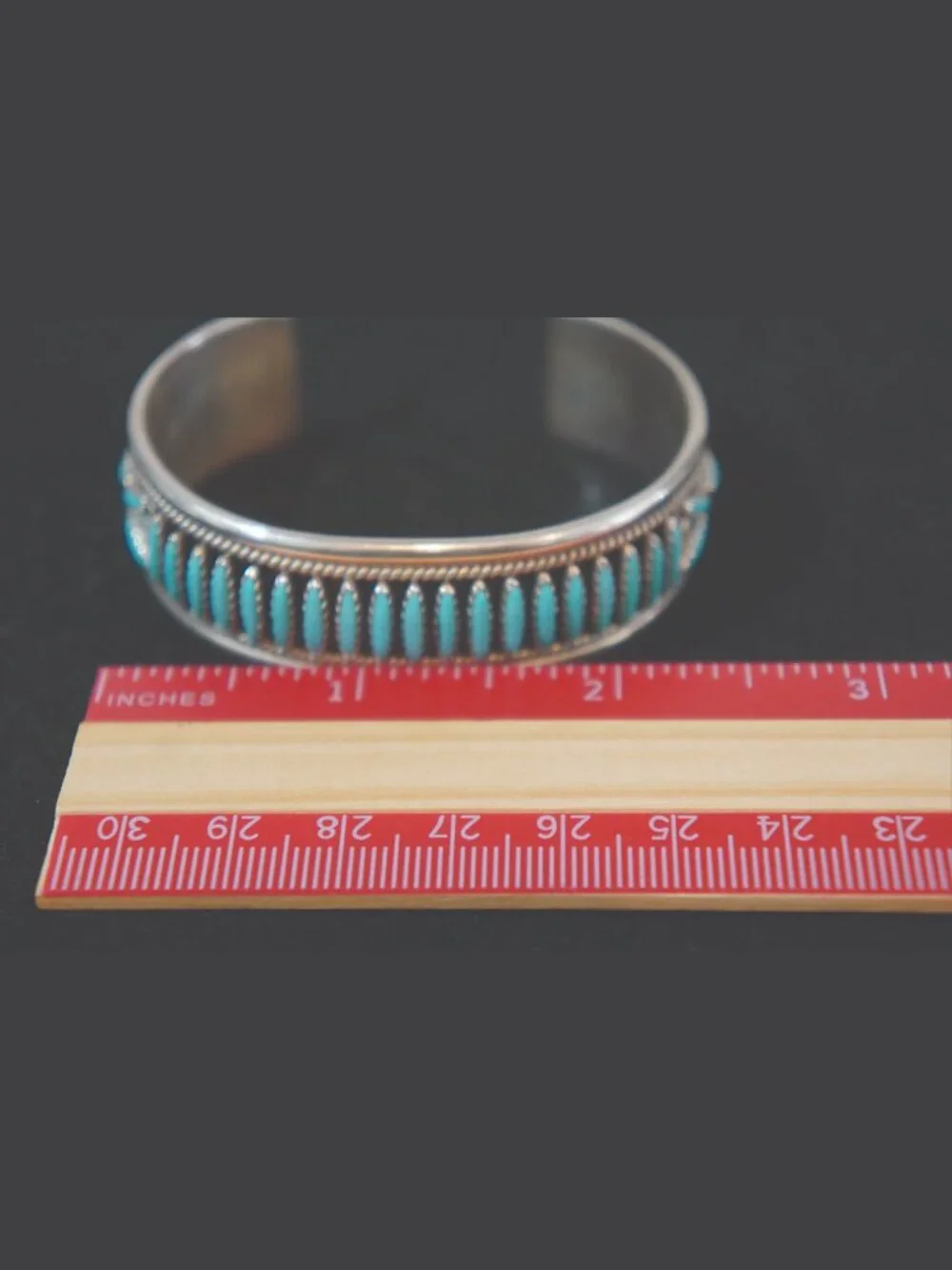 VTG Francis M. Begay Navajo Sterling Needlepoint Turquoise Cuff Bracelet